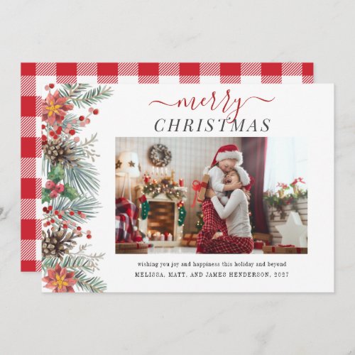 Modern Family Photo Stylish Christmas Holiday Card