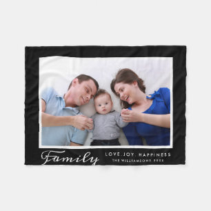Modern Family Photo Template Script Words Custom Fleece Blanket