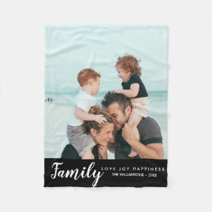 Modern Family Photo Template Your Words Custom Fleece Blanket