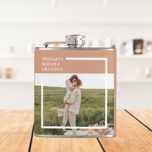 Modern Family Photo | Thankful Blessed Grateful Flask