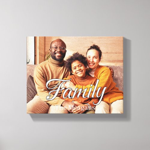 Modern Family Photo Typography Overlay Canvas Print