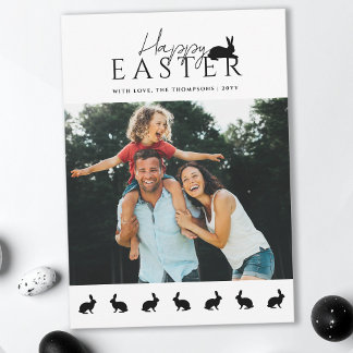 Modern Family Photo With Bunnies Stylish Easter Card