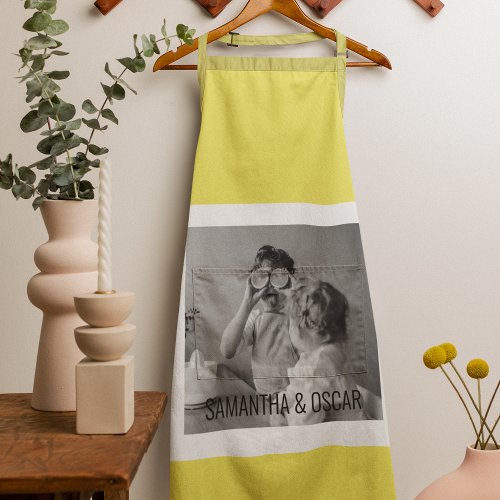 Modern  Family Photo Yellow Simple Lovely Gift Apron