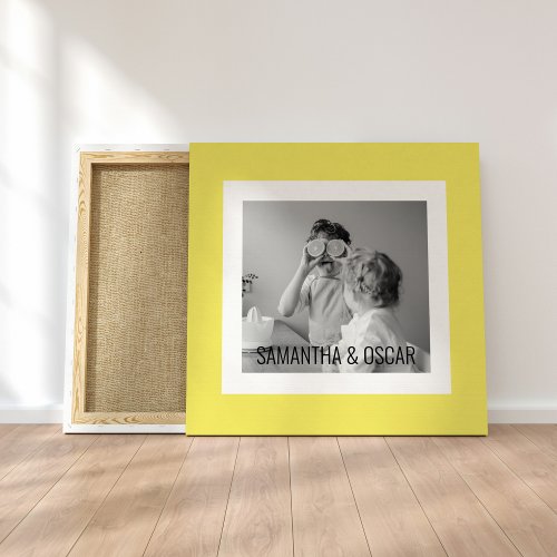 Modern  Family Photo Yellow Simple Lovely Gift Canvas Print