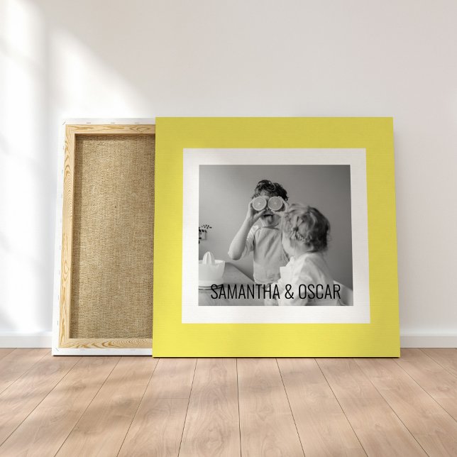 Modern  Family Photo Yellow Simple Lovely Gift Canvas Print (Creator Uploaded)