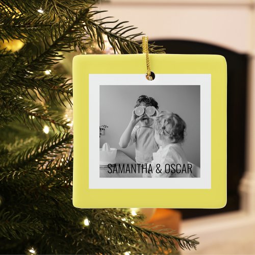 Modern  Family Photo Yellow Simple Lovely Gift  Ceramic Ornament