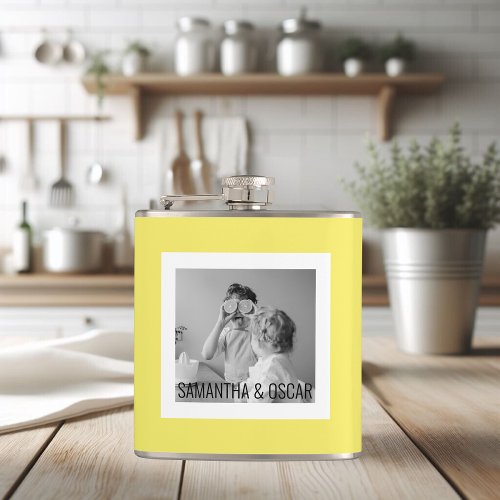 Modern  Family Photo Yellow Simple Lovely Gift Flask