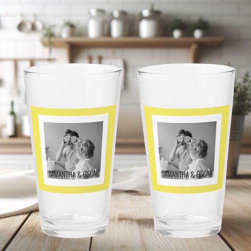 Modern  Family Photo Yellow Simple Lovely Gift Glass