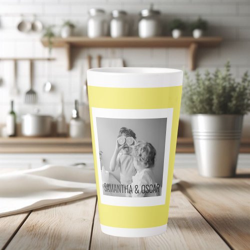 Modern  Family Photo Yellow Simple Lovely Gift Latte Mug