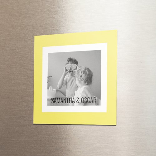 Modern  Family Photo Yellow Simple Lovely Gift Magnet