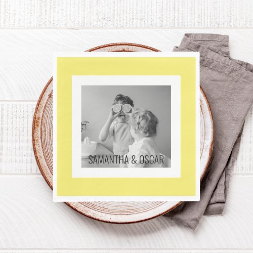 Modern  Family Photo Yellow Simple Lovely Gift Napkins