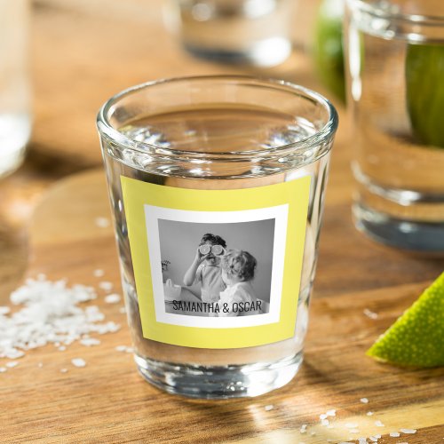 Modern  Family Photo Yellow Simple Lovely Gift Shot Glass