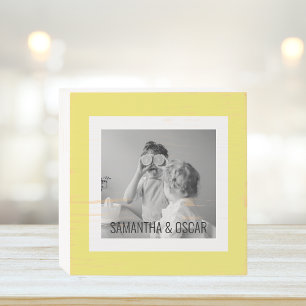 Modern Family Photo Yellow Simple Lovely Gift Wooden Box Sign
