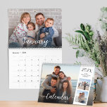 Modern Family Photos Script Overlay 2024 Calendar<br><div class="desc">This 12 month calendar has a large photo template for each month,  with the name of the month in a chic script overlay with gradient.
Note: When you change the photos for each month,  the photos on the back will automatically change to match.</div>
