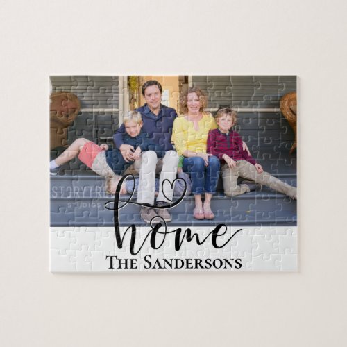 Modern Family Picture Name Typography Keepsake Jigsaw Puzzle