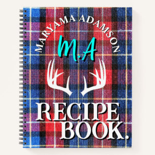 Modern Family Recipe Book. Rustic Buffalo Plaid Notebook