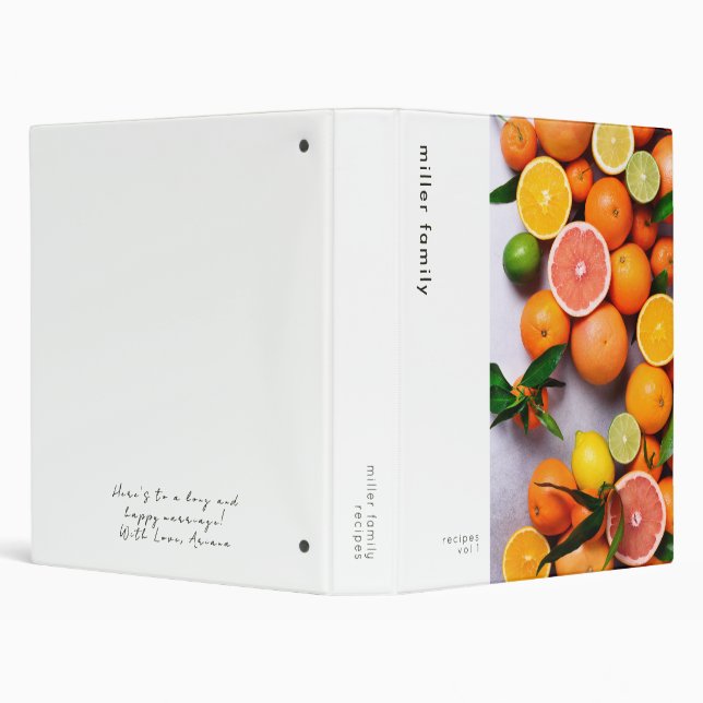 Modern Family Recipe Wedding Gift Message 3 Ring Binder (Background)