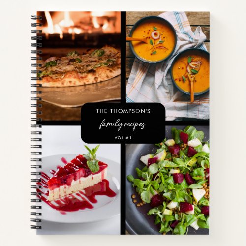 Modern Family Recipes 4 Photo Collage Recipe Black Notebook