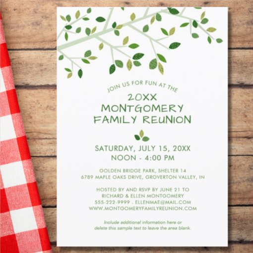 Modern Family Reunion Family Tree Invitation | Zazzle