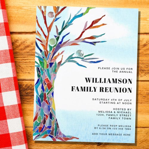 Modern Family Reunion Family Tree  Invitation Postcard