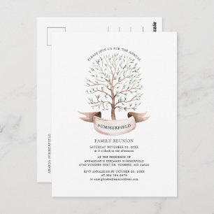 Modern Family Reunion Genealogy Tree Watercolor Postcard