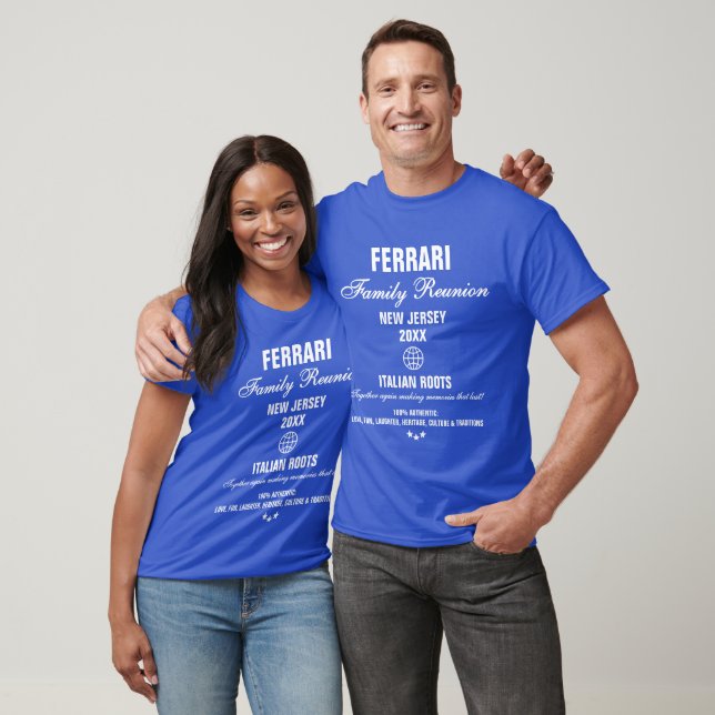 Modern Family Reunion Personalized Royal Blue T-Shirt (Unisex)