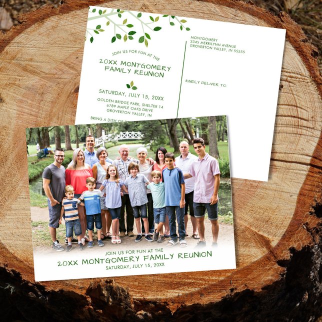 Modern Family Reunion Photo Tree Invitation Postcard (Creator Uploaded)