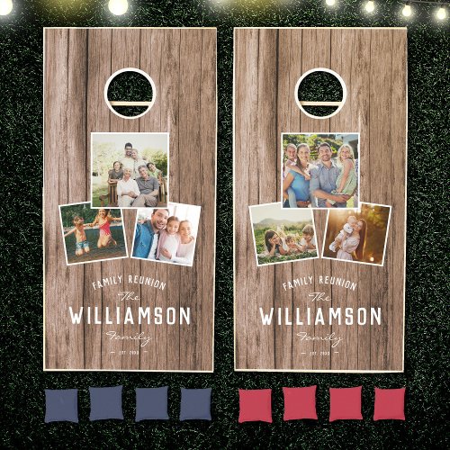 Modern Family Reunion Rustic Wood Photo Collage
