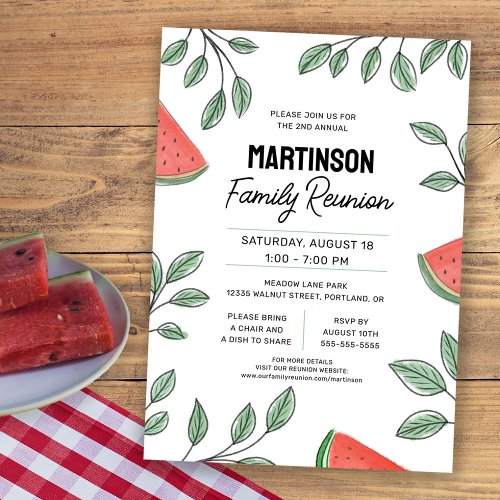 Modern Family Reunion Summer Tree Watermelon Invitation
