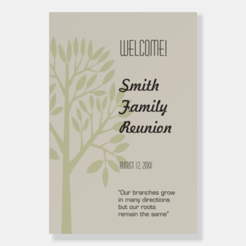 Modern Family Reunion Welcome Sign Tree Quote