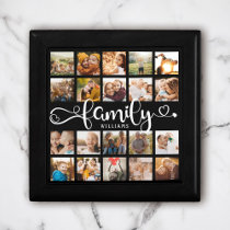 Modern Family Script 20 Photo Collage Chic Black Gift Box