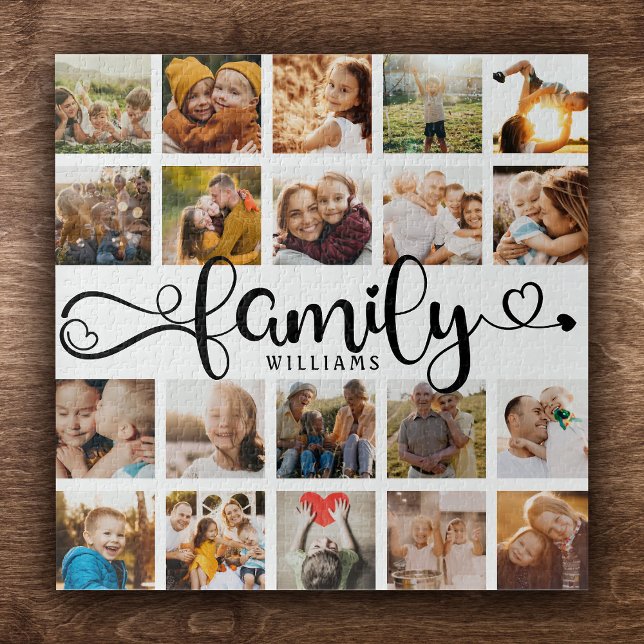 Modern Family Script 20 Photo Collage Chic Fun Jigsaw Puzzle (Creator Uploaded)