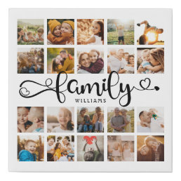Modern Family Script 20 Photo Collage Chic Stylish Faux Canvas Print