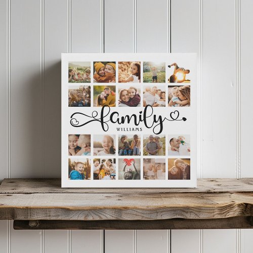 Modern Family Script 20 Photo Collage Chic Stylish Faux Canvas Print