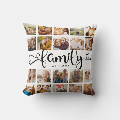 Modern Family Script 20 Photo Collage Chic Stylish Throw Pillow
