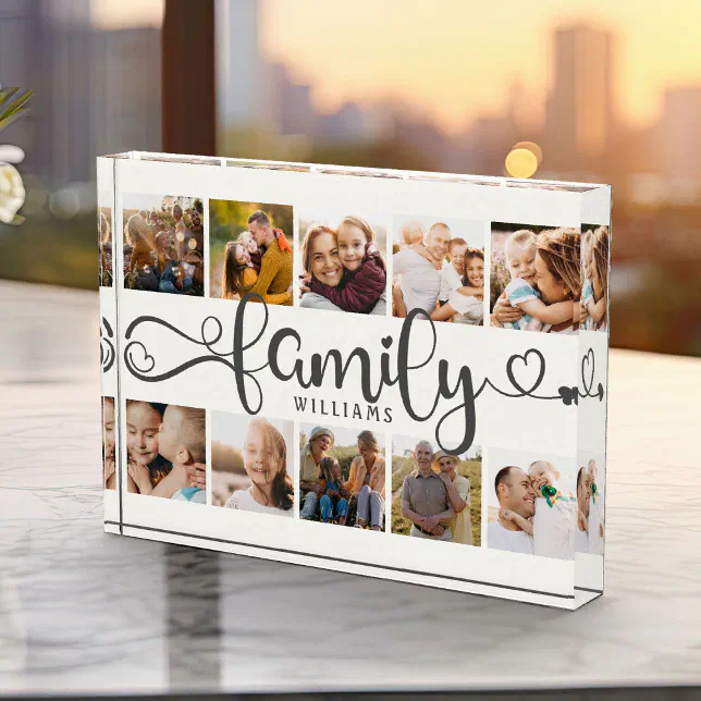 Modern Family Script Collage Chic 10 Photo Block | Zazzle