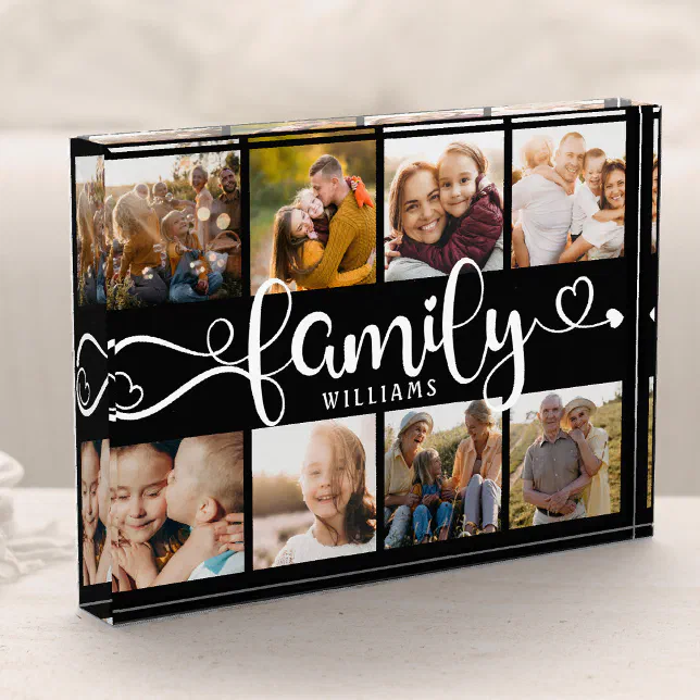 Modern Family Script Collage Chic 8 Photo Block | Zazzle