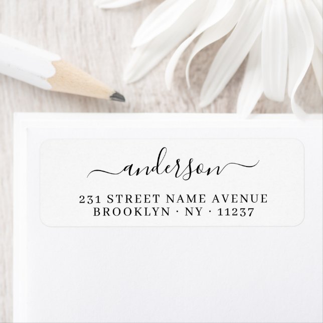 Modern Family Script Name Simple Black Calligraphy Label (Insitu)