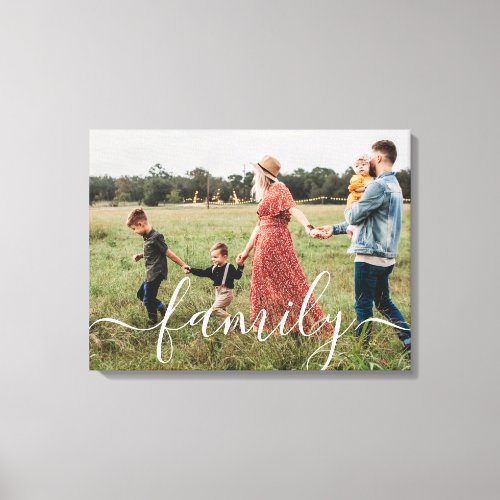 Modern Family script overlay on photo  Canvas Print