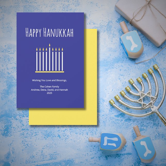 Modern Family Simple Menorah Candles Hanukkah Holiday Card (Creator Uploaded)