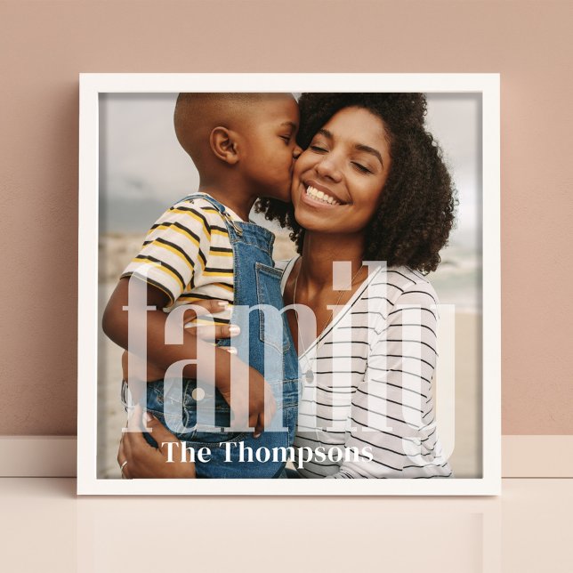 Modern Family Simple Photo Template Print (Simple minimalist modern style typography custom photo print. )