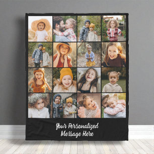 Modern Family Text Customized 16 Photo Collage Fleece Blanket