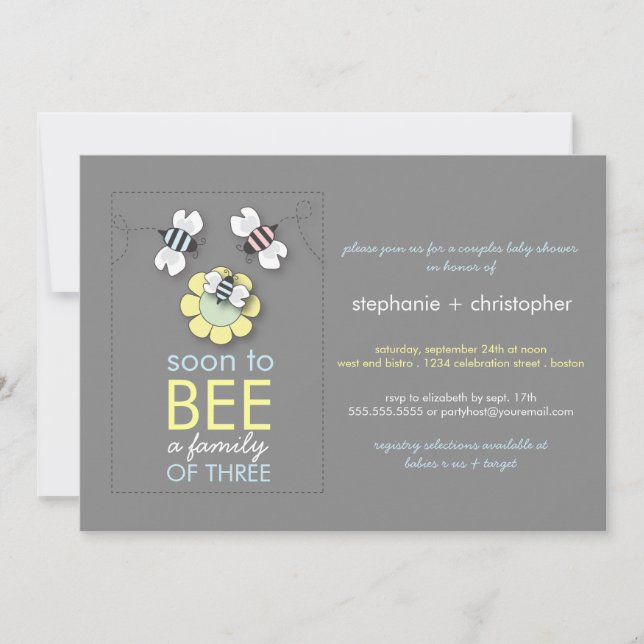Modern Family to Bee Couples Baby Shower for Boy Invitation (Front)
