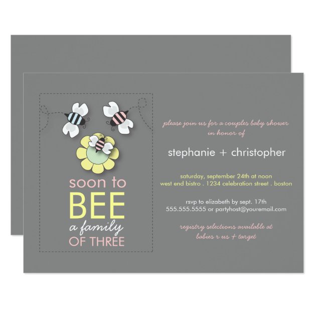 Modern Family To Bee Couples Baby Shower For Girl Invitation