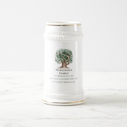 Modern Family Tree Reunion Monogrammed Beer Stein