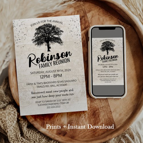 Modern Family Tree Reunion Party Invitation