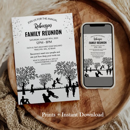 Modern Family Tree Reunion Party Invitation