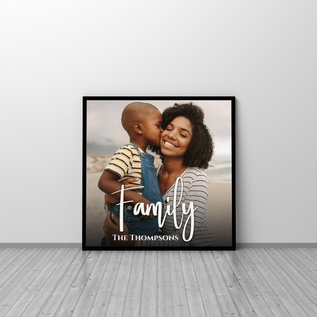 Modern Family Typography Photo Custom Print (Simple Family typography white text photo print.)
