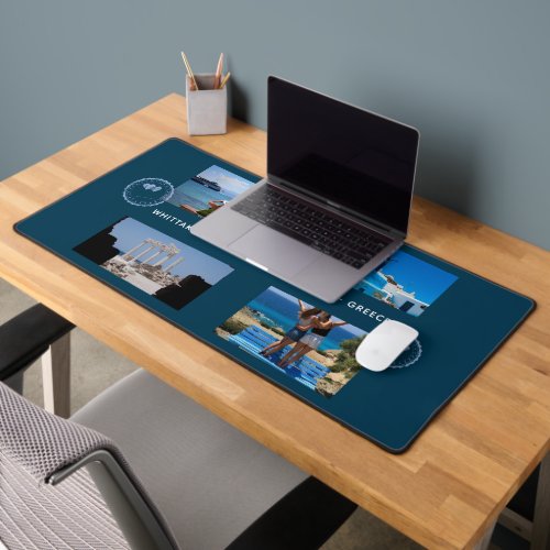 Modern Family Vacation Photo Collage Desk Mat