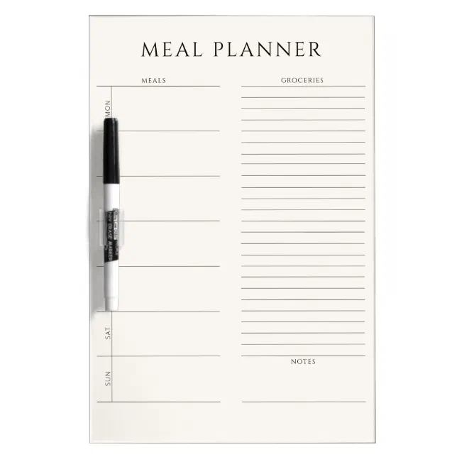 Modern Family Weekly Meal Planner Dry Erase Board | Zazzle